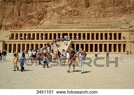 Stock Image - Tourists at the Hatschepsut Temple, Luxor, Egypt . Fotosearch