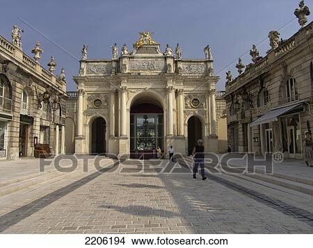 Tourists in front of archway, Arc de Triomphe, Place Stanislas, Nancy, Lorraine, France View Large Photo Image Picture - Tourists in front of archway, Arc de Triomphe, Place Stanislas, Nancy, Lorraine, France . Fotosearch