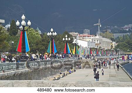 Tourists in street, Crimea, Ukraine View Large Photo Image Stock Image - Tourists in street, Crimea, Ukraine . Fotosearch