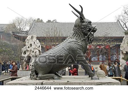 Picture - Tourists looking at statue, Summer Palace, Beijing, China . Fotosearch