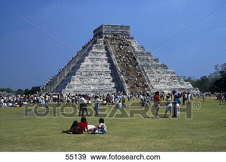Tourists near pyramid, Pyramid Of Kukulcan, Chichen Itza, Yucatan, Mexico View Large Photo Image Stock Photo - Tourists near pyramid, Pyramid Of Kukulcan, Chichen Itza, Yucatan, Mexico . Fotosearch