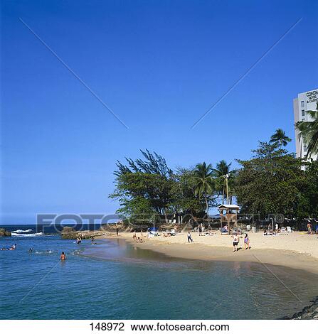 Tourists on the beach, Puerto Rico, San Juan View Large Photo Image Stock Image - Tourists on the beach, Puerto Rico, San Juan . Fotosearch
