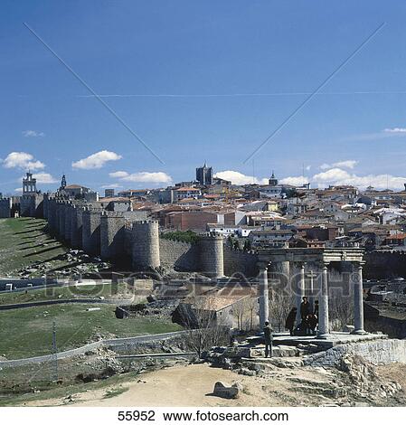 Tourists taking photographs with ancient Roman ruins, Avila, Spain, Europe View Large Photo Image Stock Image - Tourists taking photographs with ancient Roman ruins, Avila, Spain, Europe . Fotosearch