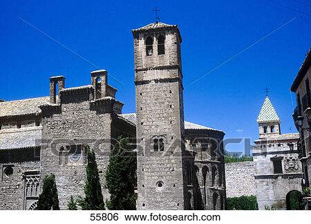 Stock Photograph - Towers of church, Church of Santiago del Arrabal, Toledo, Toledo Province, Castilla La Mancha, Spain . Fotosearch