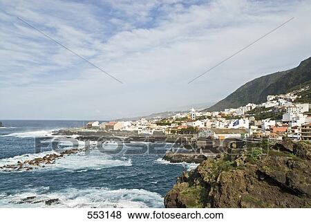 Town at coast, Garachico, Tenerife, Canary Islands, Spain View Large Photo Image Stock Photo - Town at coast, Garachico, Tenerife, Canary Islands, Spain . Fotosearch
