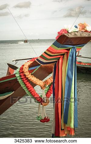 Traditional boat at the coast of Ko Phangan, Thailand, close-up View Large Photo Image Stock Image - Traditional boat at the coast of Ko Phangan, Thailand, close-up . Fotosearch