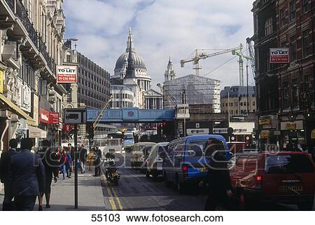 Traffic in city, Ludgate Hill, City of London, London, England View Large Photo Image Stock Image - Traffic in city, Ludgate Hill, City of London, London, England . Fotosearch