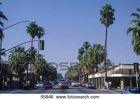 Traffic on road in city, Palm Springs, California, USA View Large Photo Image Stock Photograph - Traffic on road in city, Palm Springs, California, USA . Fotosearch