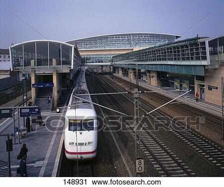 Train at railroad station, Lower Saxony, Germany View Large Photo Image Stock Image - Train at railroad station, Lower Saxony, Germany . Fotosearch