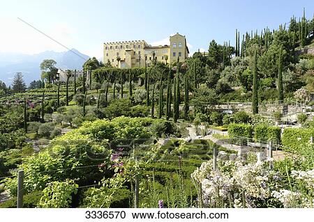 Trauttmannsdorff Castle and botanic garden, Meran, Italy View Large Photo Image Stock Image - Trauttmannsdorff Castle and botanic garden, Meran, Italy . Fotosearch