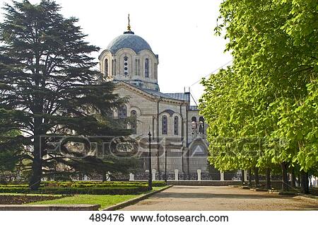 Trees in front of cathedral, St. Volodymyrs Cathedral, Ukraine View Large Photo Image Stock Photograph - Trees in front of cathedral, St. Volodymyrs Cathedral, Ukraine . Fotosearch