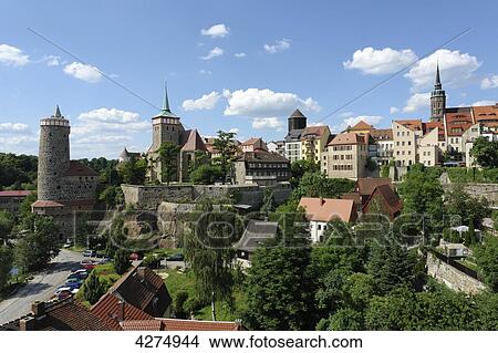 View from Friedensbrücke to Bautzen, Saxony, Germany, Europe View Large Photo Image Picture - View from Friedensbrücke to Bautzen, Saxony, Germany, Europe . Fotosearch
