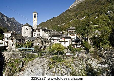 View of Lavertezzo, Switzerland View Large Photo Image Stock Photo - View of Lavertezzo, Switzerland . Fotosearch