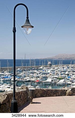 Picture - View of Puerto Calero marina, Lanzarote, Spain . Fotosearch