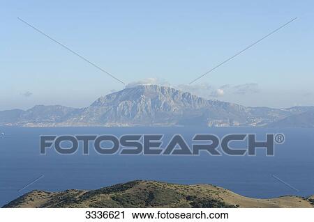 Stock Image - View of the Strait of Gibraltar, El Cuarton, Spain, elevated view . Fotosearch