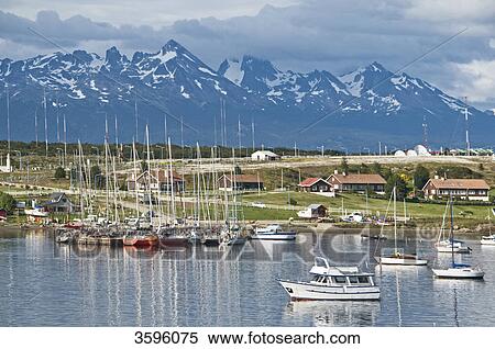 View of Ushuaia with marina, Tierra del Fuego, Argentina View Large Photo Image Stock Photography - View of Ushuaia with marina, Tierra del Fuego, Argentina . Fotosearch
