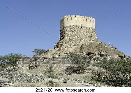 Watchtower on hill, Bidiya Mosque, Fujairah, United Arab Emirates View Large Photo Image Stock Photo - Watchtower on hill, Bidiya Mosque, Fujairah, United Arab Emirates . Fotosearch