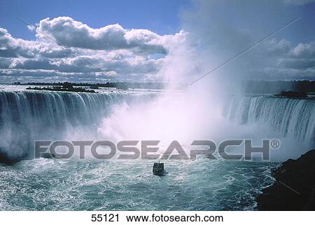 Stock Image - Waterfall in river, Niagara Falls, Niagara River, Ontario, Canada . Fotosearch