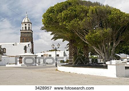 White buildings and San Miguel Church, Teguise, Lanzarote, Spain View Large Photo Image Stock Photo - White buildings and San Miguel Church, Teguise, Lanzarote, Spain . Fotosearch