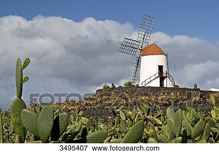 Wind mill, Lanzarote, Canary Islands, Spain, Europe View Large Photo Image Stock Photo - Wind mill, Lanzarote, Canary Islands, Spain, Europe . Fotosearch