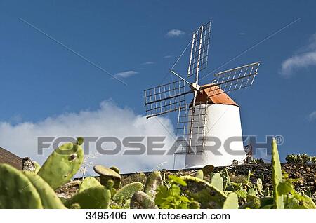 Wind mill, Lanzarote, Canary Islands, Spain, Europe View Large Photo Image Stock Photograph - Wind mill, Lanzarote, Canary Islands, Spain, Europe . Fotosearch