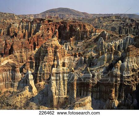 Stock Image - Aerial view of rock formations, China . Fotosearch