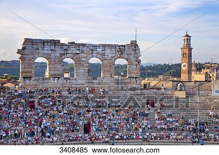 Audience in amphitheatre, Verona, Italy, elevated view View Large Photo Image Stock Photography - Audience in amphitheatre, Verona, Italy, elevated view . Fotosearch