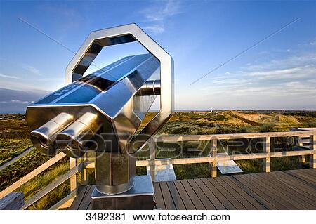Stock Image - Binoculars on a viewing platform, Kampen, Sylt, Germany . Fotosearch