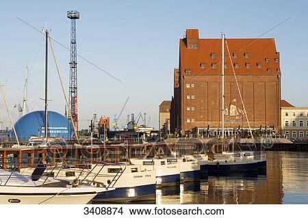 Picture - Boats at the harbour of Stralsund, Germany . Fotosearch