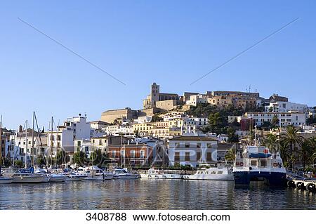 Boats in the harbour in front of the old town, Ibiza Stadt, Ibiza, Spain View Large Photo Image Stock Photo - Boats in the harbour in front of the old town, Ibiza Stadt, Ibiza, Spain . Fotosearch