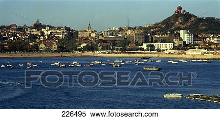 Stock Photography - Boats moored in harbor, China . Fotosearch