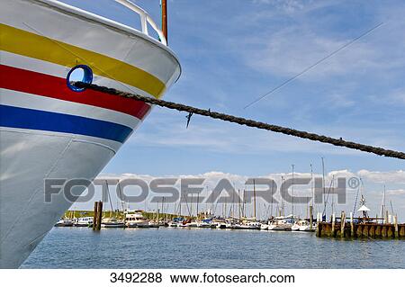 Bow of a ship in the harbour of Wyk, Foehr, North Frisian Islands, Germany View Large Photo Image Stock Photo - Bow of a ship in the harbour of Wyk, Foehr, North Frisian Islands, Germany . Fotosearch