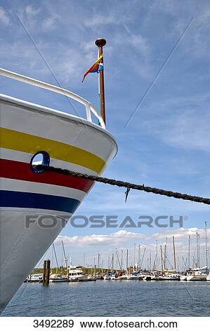 Stock Photo - Bow of a ship in the harbour of Wyk, Foehr, North Frisian Islands, Germany . Fotosearch