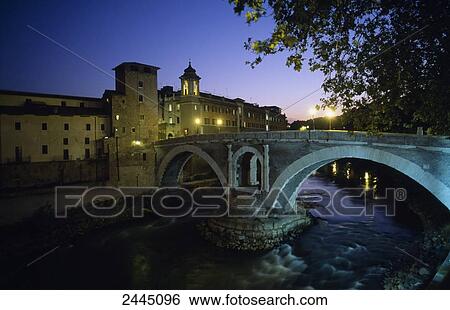 Bridge across river, Fabricio Bridge, Rome, Lazio, Italy View Large Photo Image Stock Photograph - Bridge across river, Fabricio Bridge, Rome, Lazio, Italy . Fotosearch