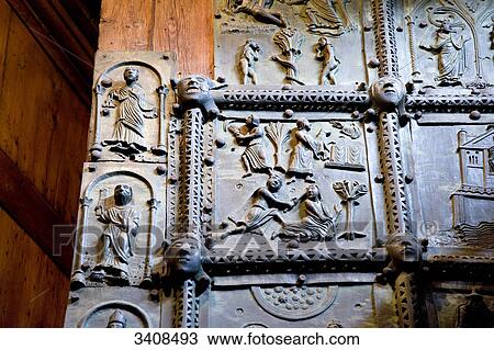 Bronze plates at the porch of the San Zeno Maggiore, Verona, Italy, detail View Large Photo Image Stock Image - Bronze plates at the porch of the San Zeno Maggiore, Verona, Italy, detail . Fotosearch