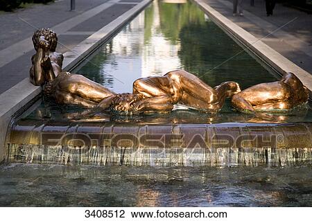 Stock Image - Bronze sculptures in a fountain, Abano Terme, Venetia . Fotosearch
