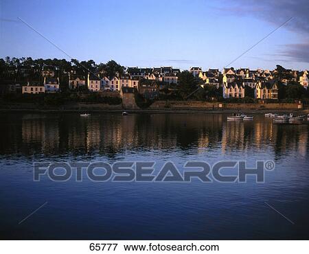 Stock Photo - Buildings at waterfront, Audierne, Finistere, Brittany, France . Fotosearch