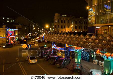 Buildings lit up at night, Moscow, Russia View Large Photo Image Stock Photograph - Buildings lit up at night, Moscow, Russia . Fotosearch