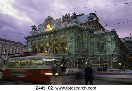 Cable car moving on tramway at dusk, Vienna State Opera, Vienna, Austria View Large Photo Image Stock Image - Cable car moving on tramway at dusk, Vienna State Opera, Vienna, Austria . Fotosearch