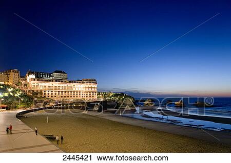 Stock Image - Castle on beach, Chateau de Bellevue, Grande Plage, Biarritz, Pyrenees-Atlantiques, Aquitaine, France . Fotosearch
