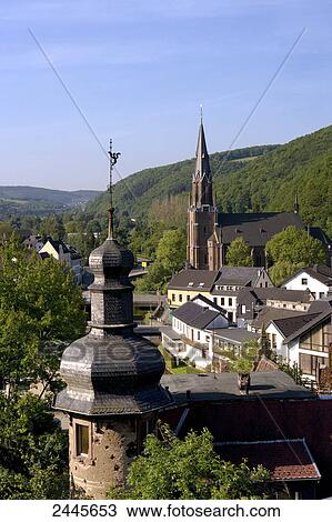 Church in town, Schleiden-Gemund, Eifel, North Rhine-Westphalia, Germany  View Large Photo Image Stock Image - Church in town, Schleiden-Gemund, Eifel, North Rhine-Westphalia, Germany . Fotosearch
