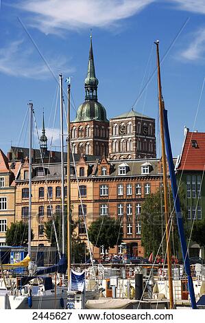 Church in town, St. Nikolai Church, Stralsund, Mecklenburg-West Pomerania, Germany View Large Photo Image Stock Photo - Church in town, St. Nikolai Church, Stralsund, Mecklenburg-West Pomerania, Germany . Fotosearch