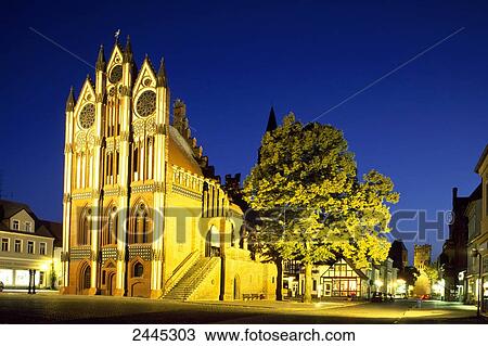 Church lit up at night, St. Stephan's Church, Altmark, Saxony-Anhalt, Germany View Large Photo Image Stock Image - Church lit up at night, St. Stephan's Church, Altmark, Saxony-Anhalt, Germany . Fotosearch