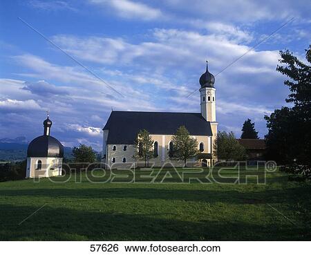 Church on landscape, Pilgrimage Church, Wilparting, Irschenberg, Bavaria, Germany View Large Photo Image Stock Photograph - Church on landscape, Pilgrimage Church, Wilparting, Irschenberg, Bavaria, Germany . Fotosearch