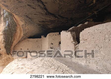 Stock Image - Cliff dwelling at cave, Gila, Grant County, New Mexico, USA . Fotosearch