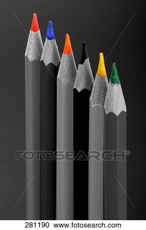 Stock Image - Close-up of colored pencils . Fotosearch