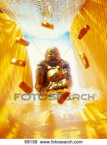 Stock Photo - Close-up of figurine of laughing Buddha . Fotosearch