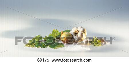 Close-up of garlic and onion with parsley View Large Photo Image Stock Photography - Close-up of garlic and onion with parsley . Fotosearch