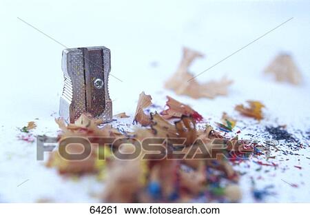 Close-up of pencil sharpener and shavings View Large Photo Image Stock Image - Close-up of pencil sharpener and shavings . Fotosearch