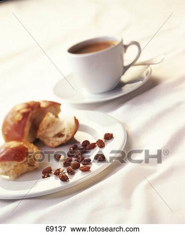 Stock Photo - Close-up of raisin bread on plate . Fotosearch
